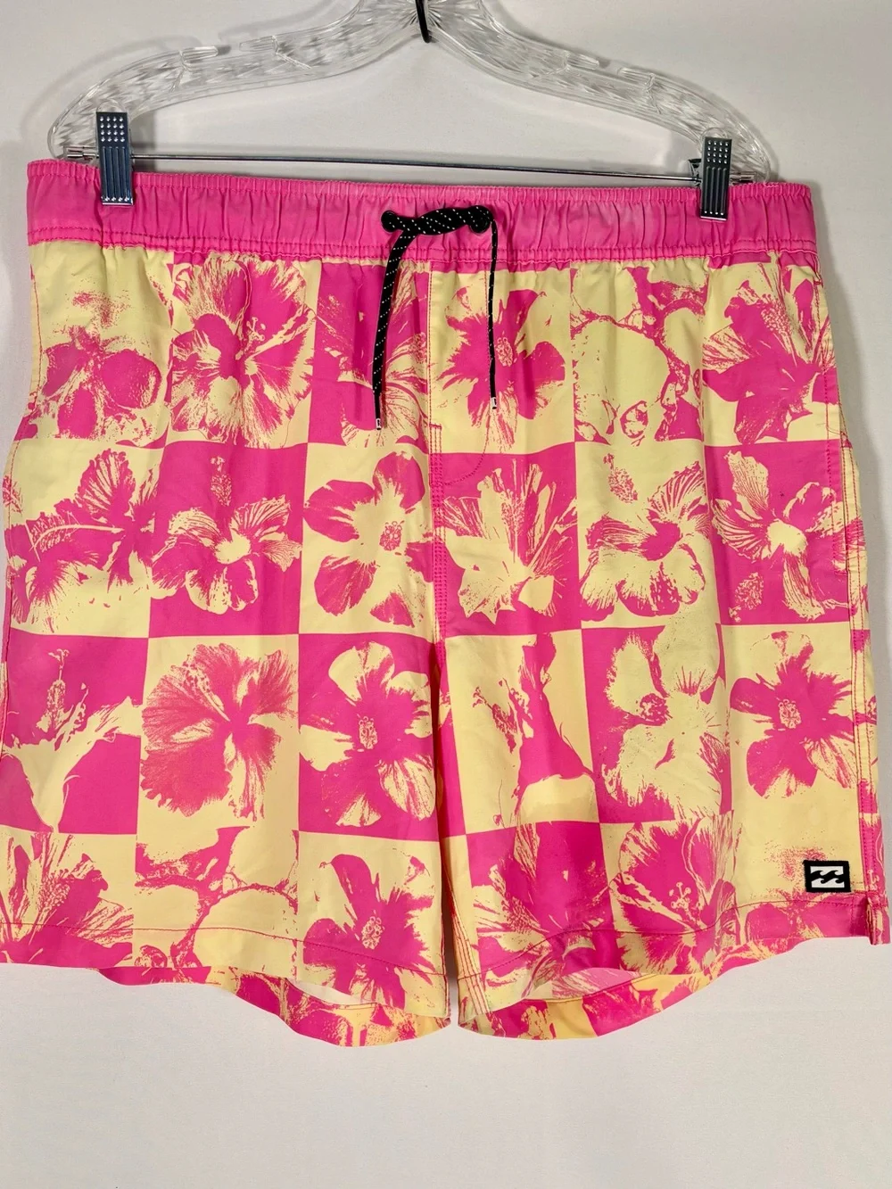 Billabong Pink Yellow Hibiscus Floral Board Shorts Swim Trunks Size XL